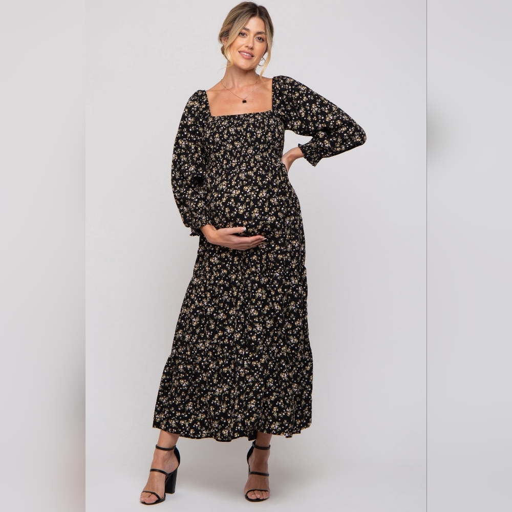 Pinkblush Black Floral Long Sleeve Dress
